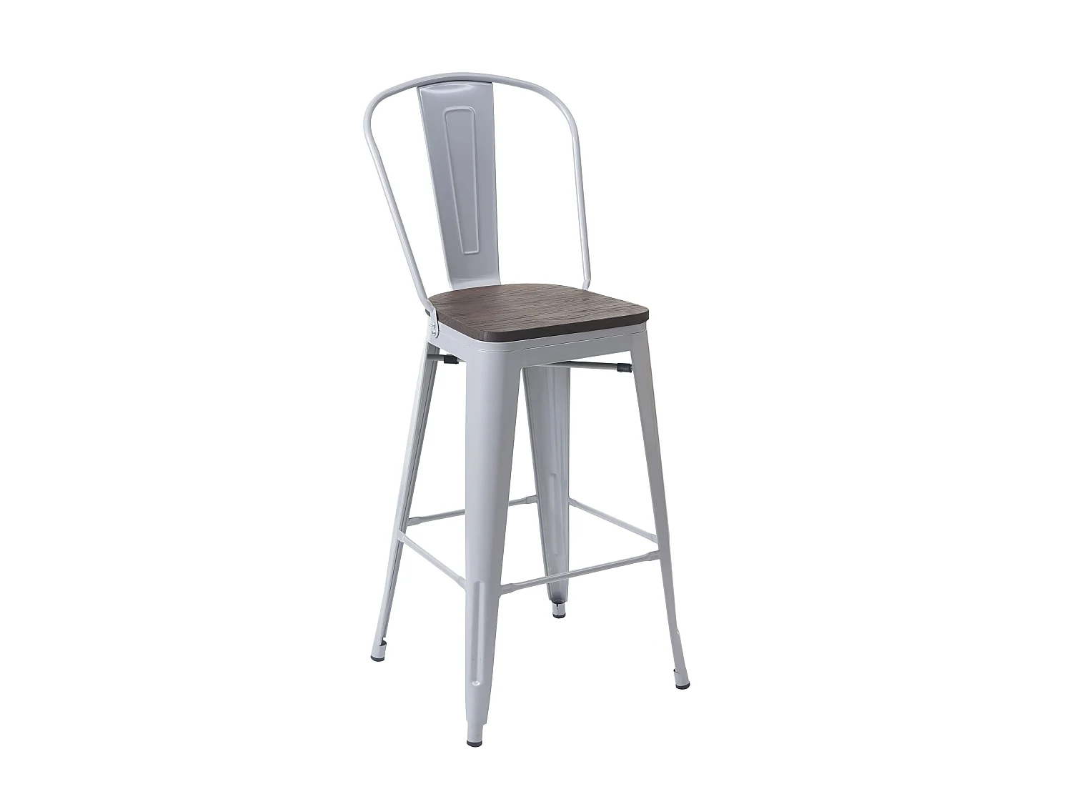 Tabouret de bar MCW-A73, assise en bois incluse,  gris