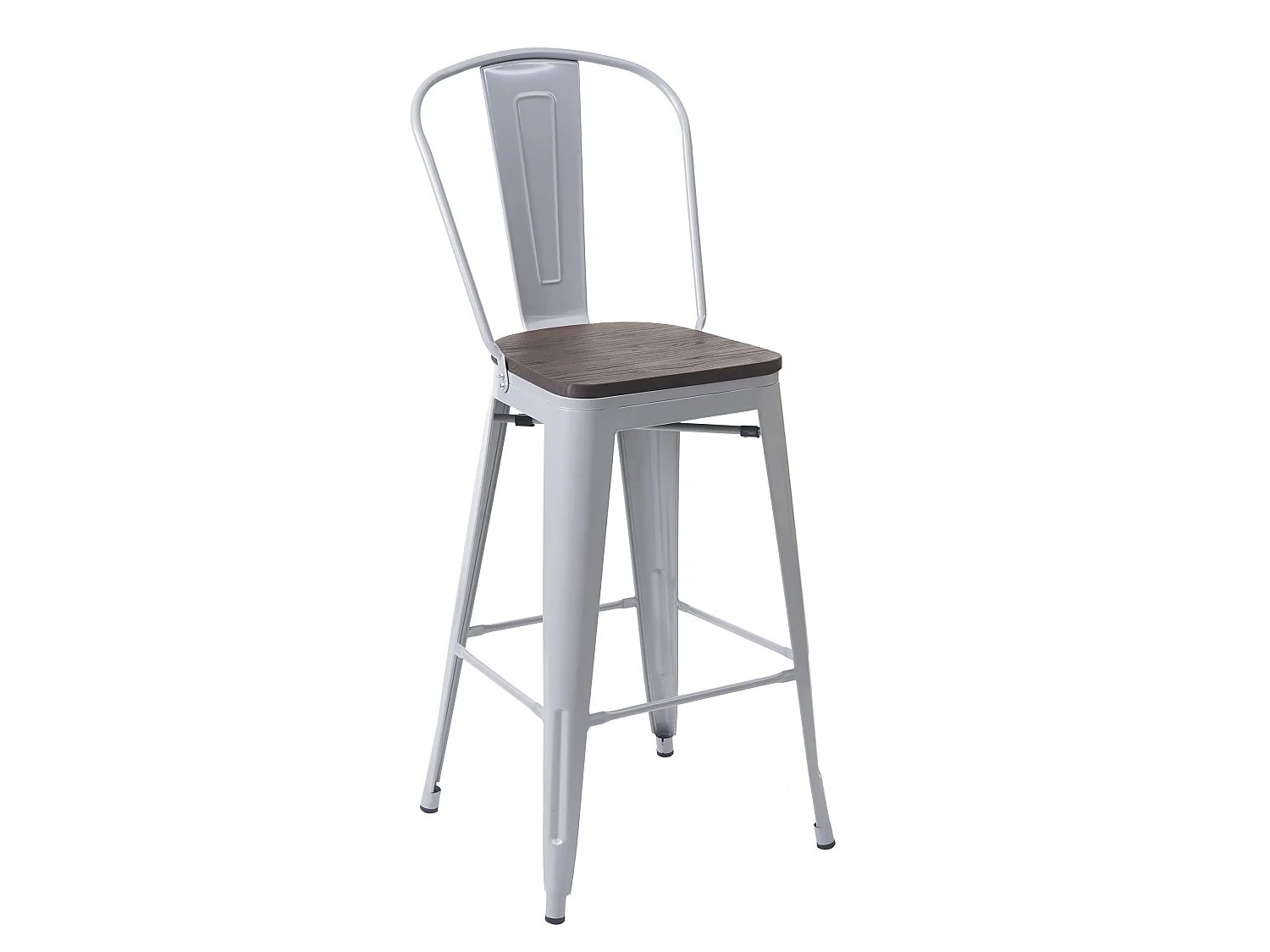 Tabouret de bar MCW-A73, assise en bois incluse,  gris