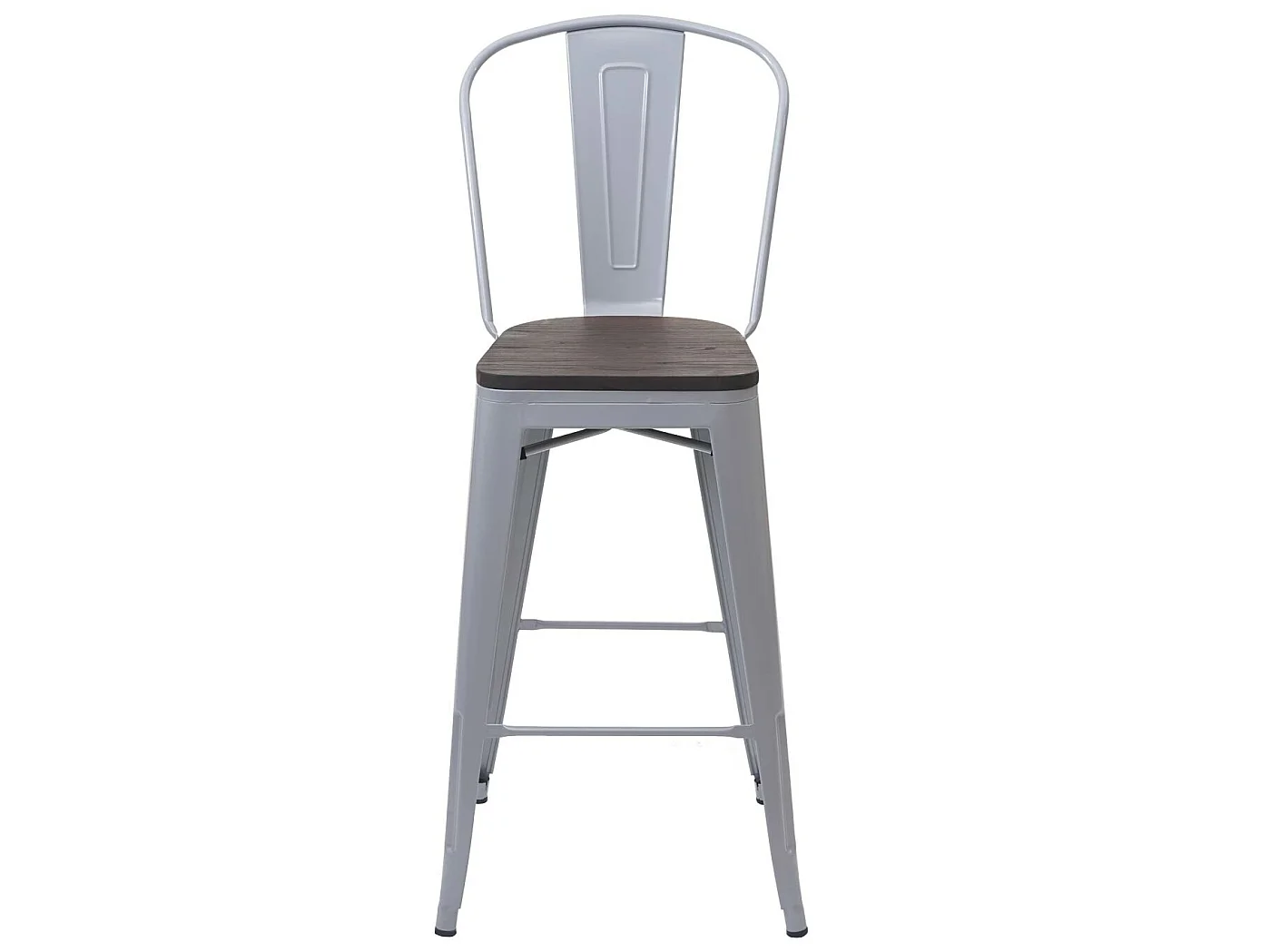 Tabouret de bar MCW-A73, assise en bois incluse,  gris