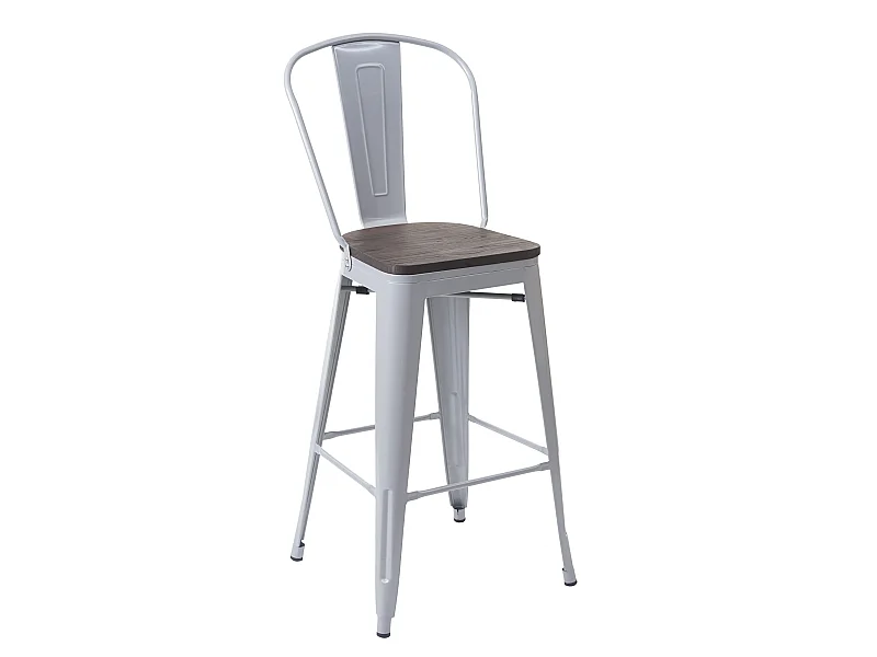 Tabouret de bar MCW-A73, assise en bois incluse,  gris