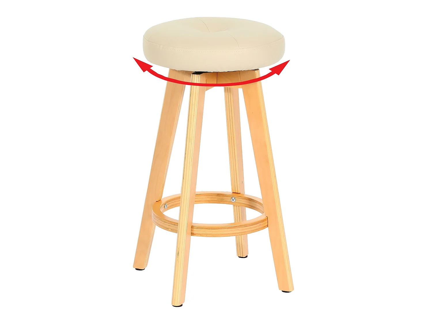 Tabouret de bar Boras pivotant,  crème, pieds clairs