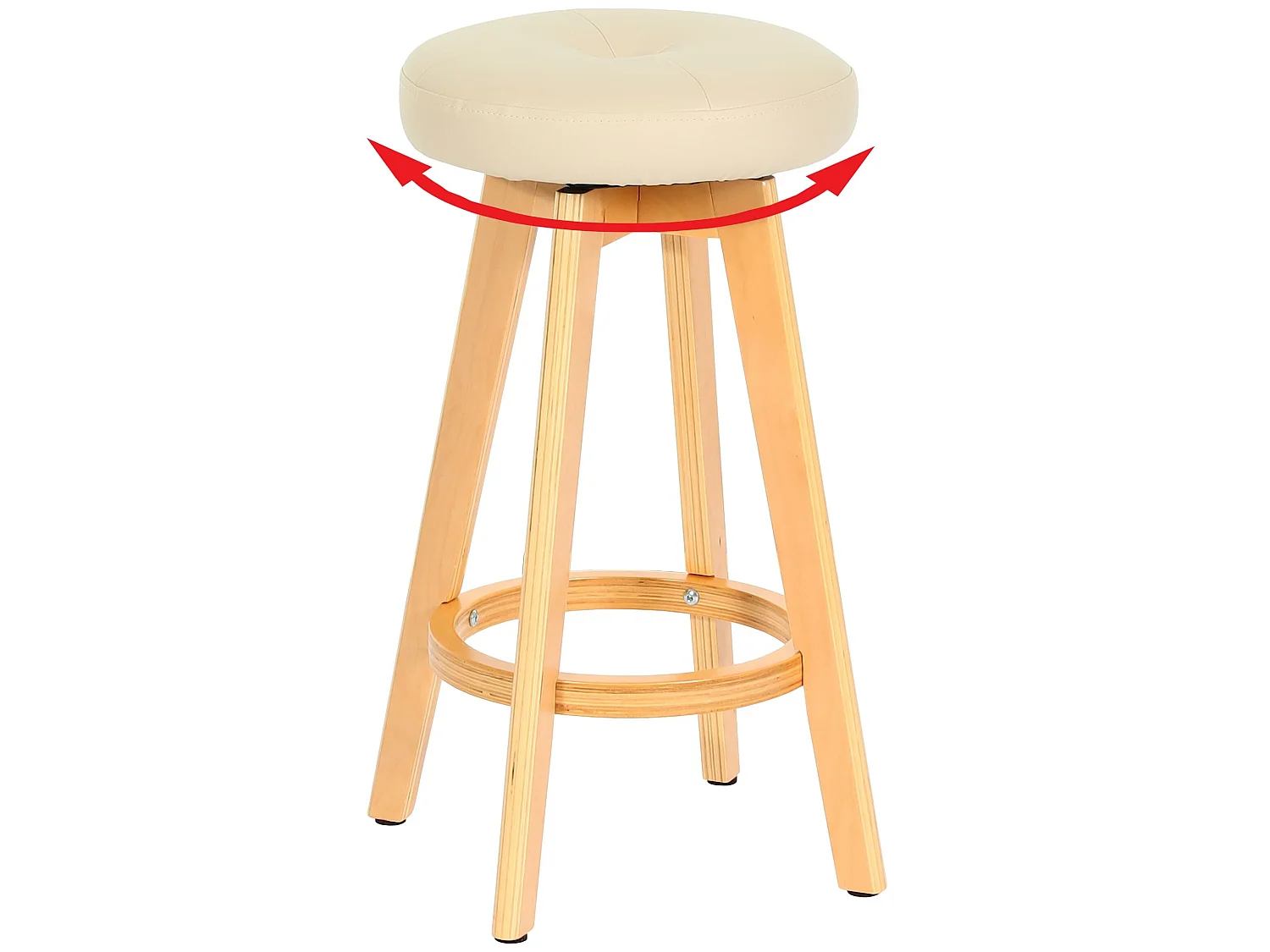 Tabouret de bar Boras pivotant,  crème, pieds clairs