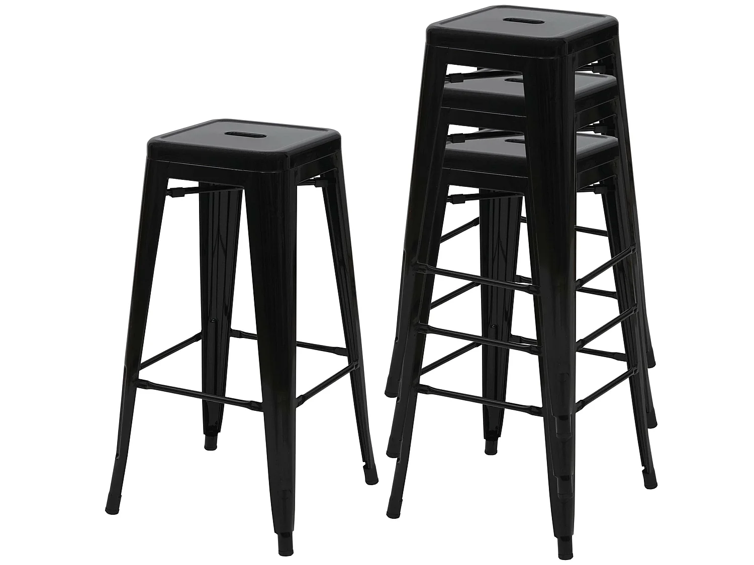 Metalowy stołek barowy MCW-A73 (zestaw 4 sztuk),  czarny