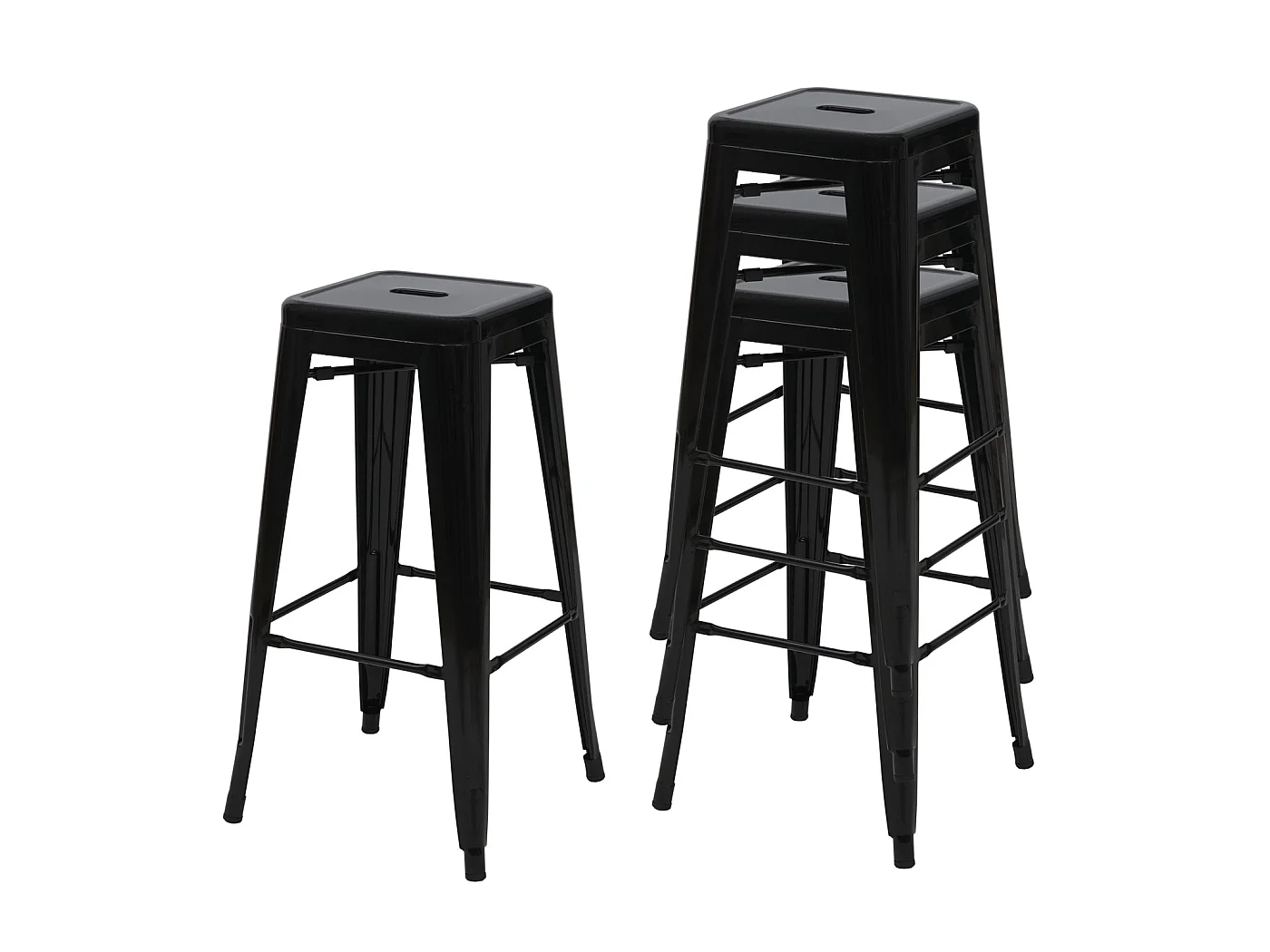Tabouret de bar MCW-A73 Métal (lot de 4),  noir