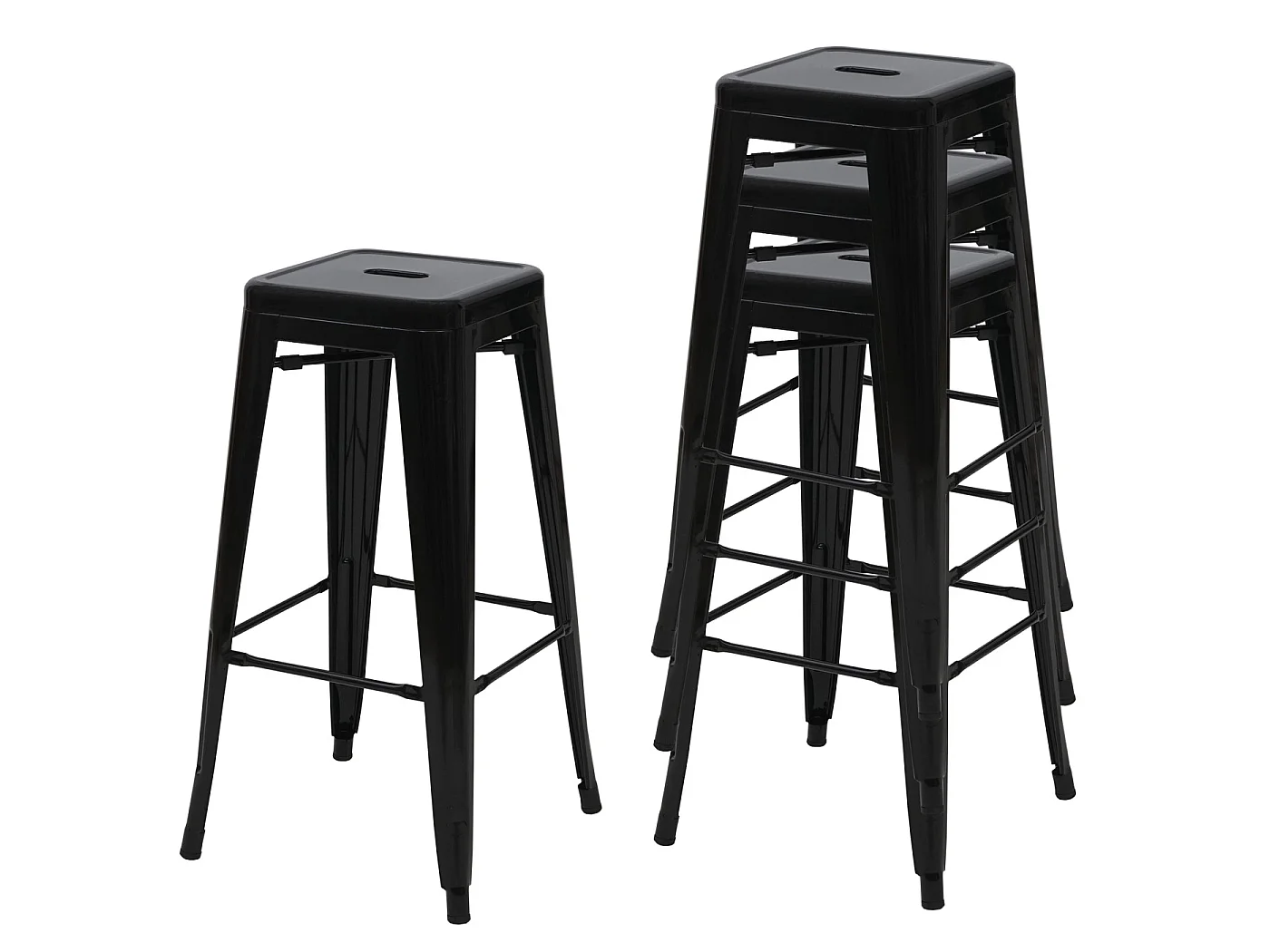 Tabouret de bar MCW-A73 Métal (lot de 4),  noir