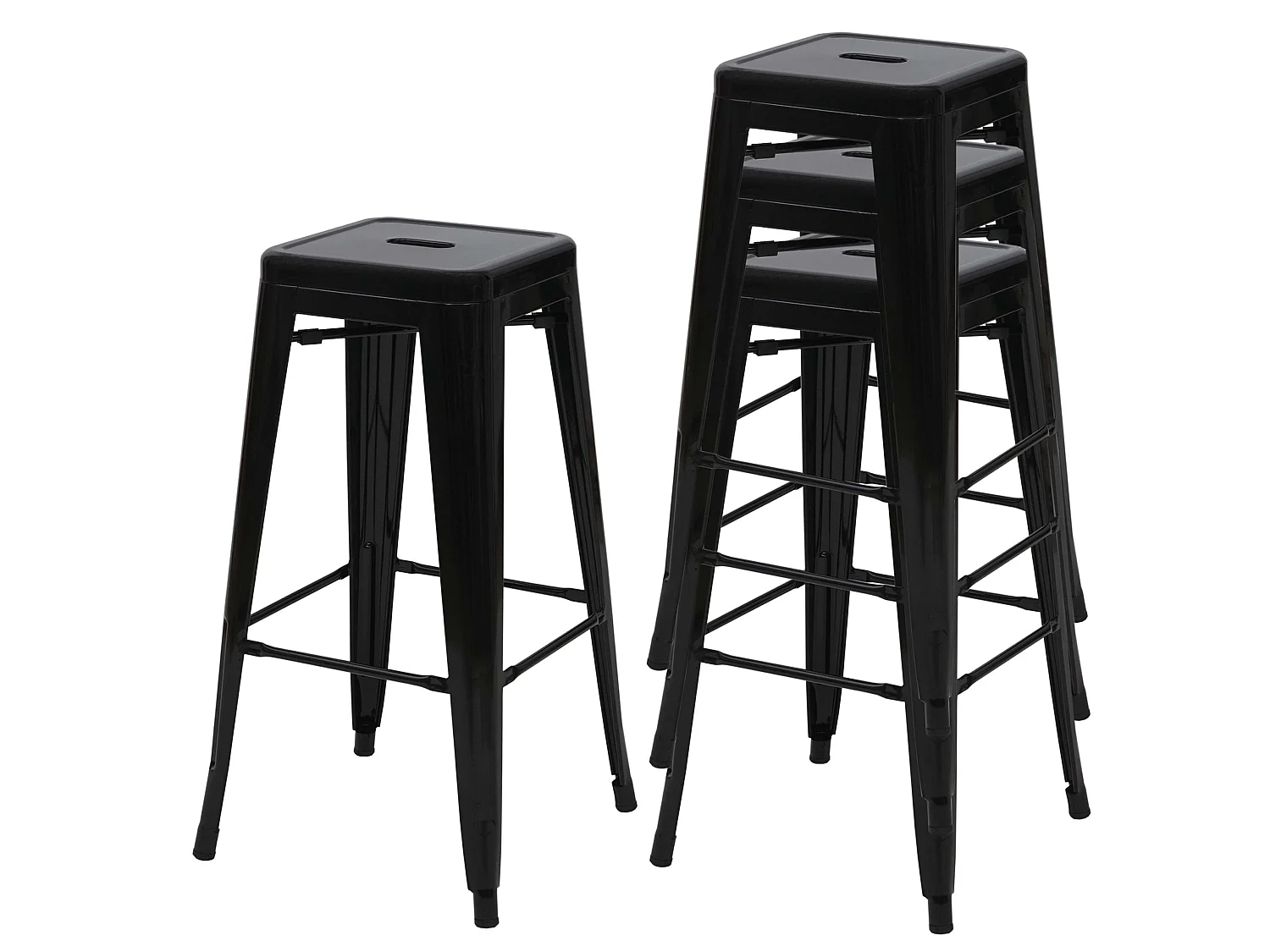 Metalowy stołek barowy MCW-A73 (zestaw 4 sztuk),  czarny