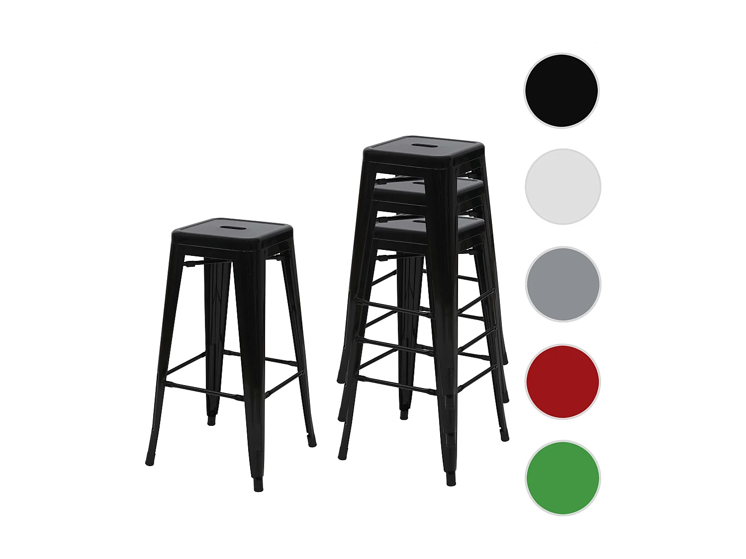 Metalowy stołek barowy MCW-A73 (zestaw 4 sztuk),  czarny