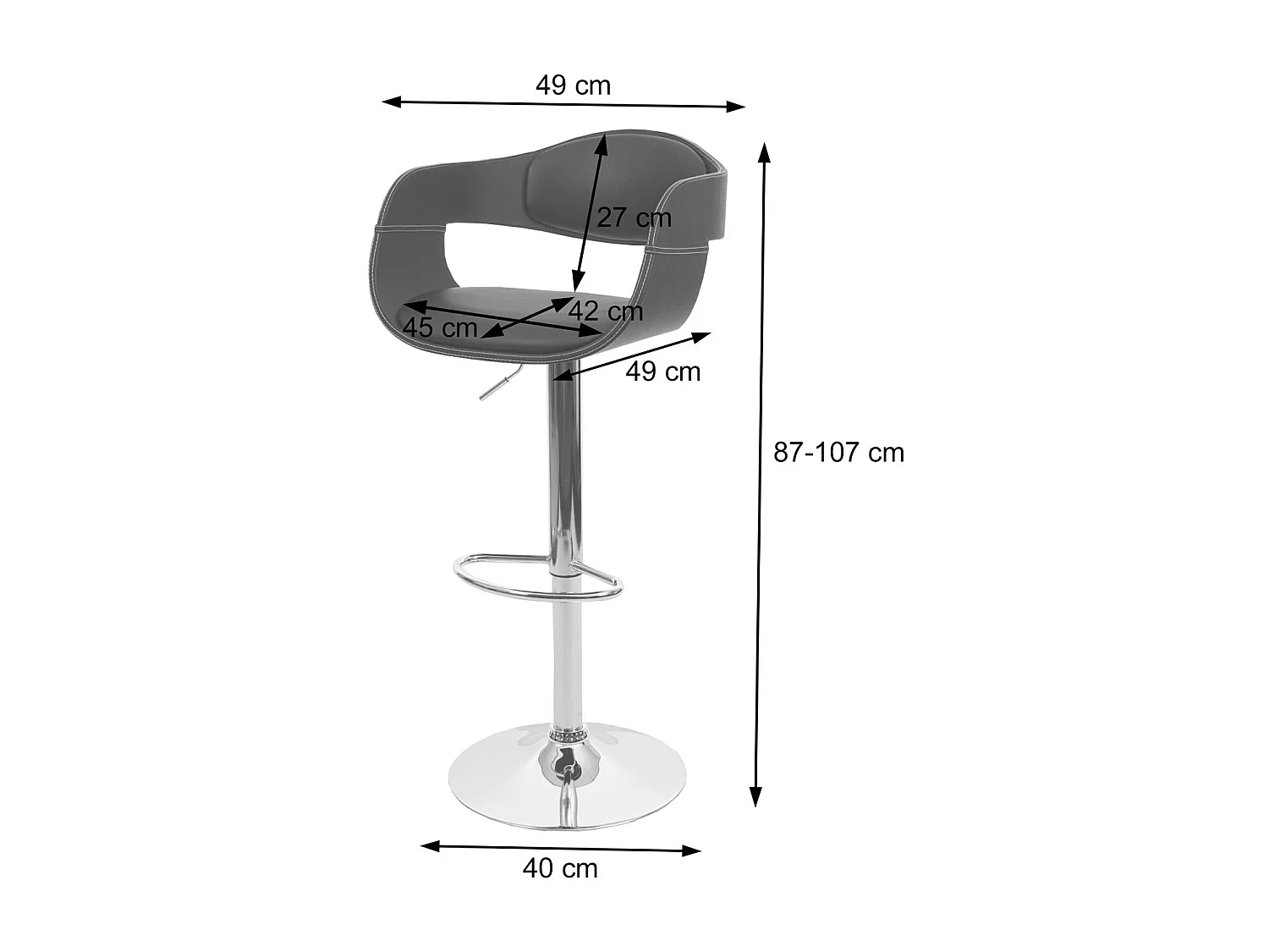 Taburete de bar MCW-A47b,  crema