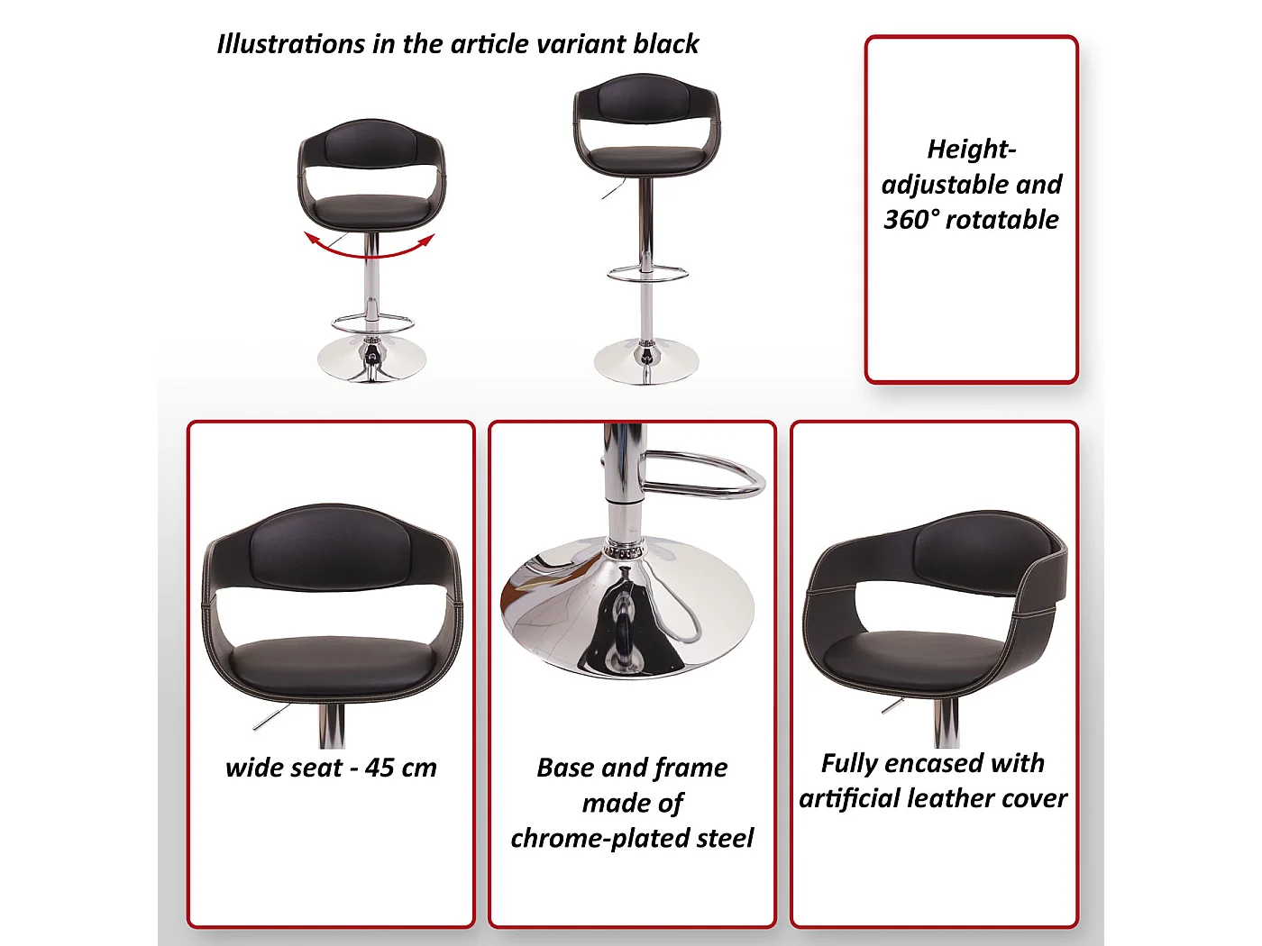 Taburete de bar MCW-A47b,  crema