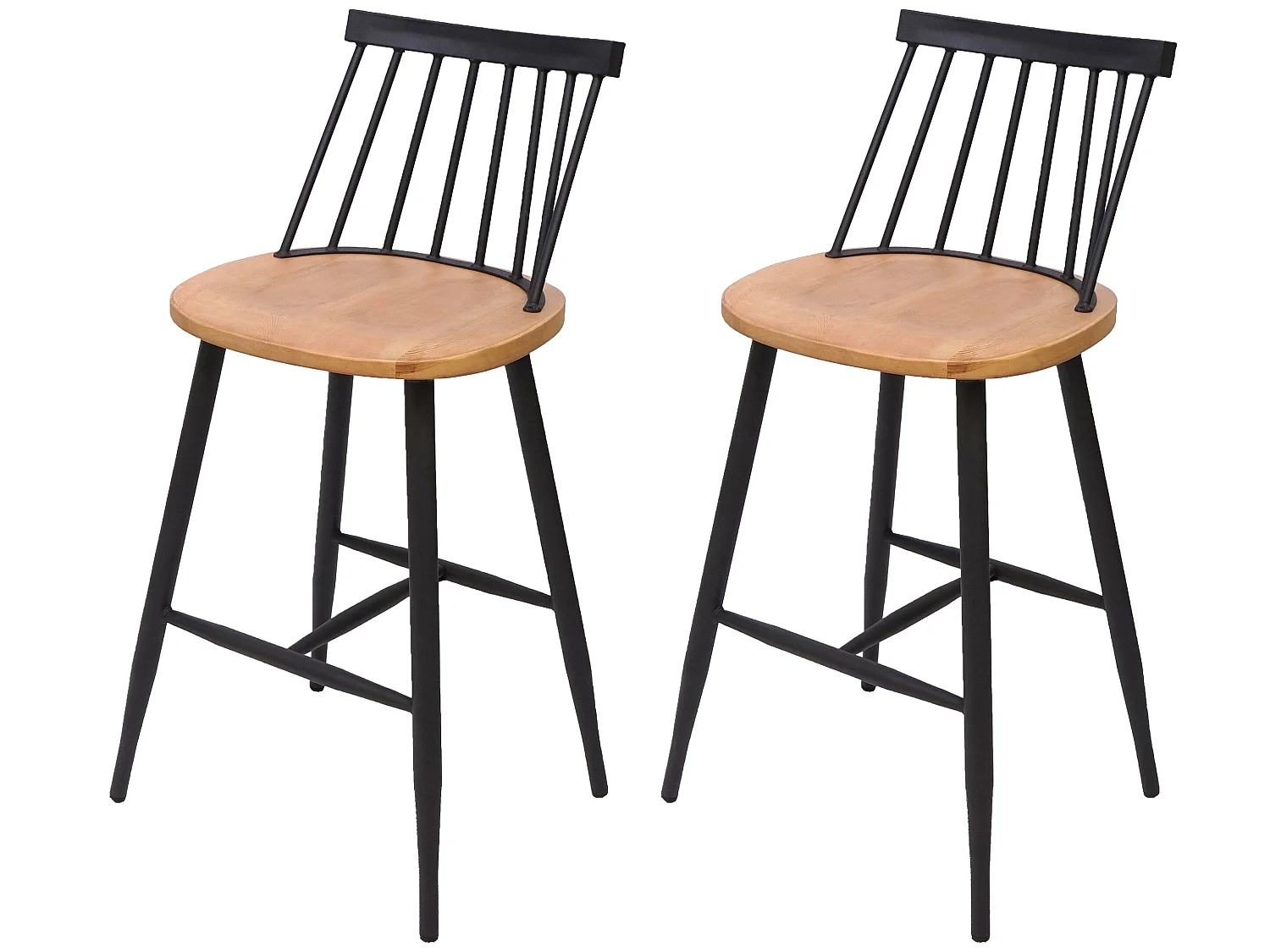 Tabouret de bar MCW-G69 (lot de 2),  nature