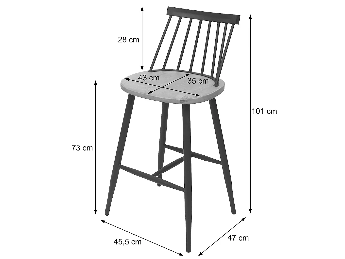 Tabouret de bar MCW-G69 (lot de 2),  nature