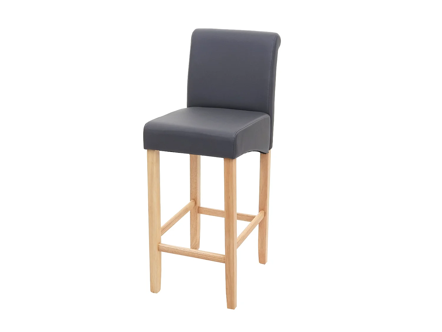Tabouret de bar MCW-C33,  gris mat, pieds clair, similicuir