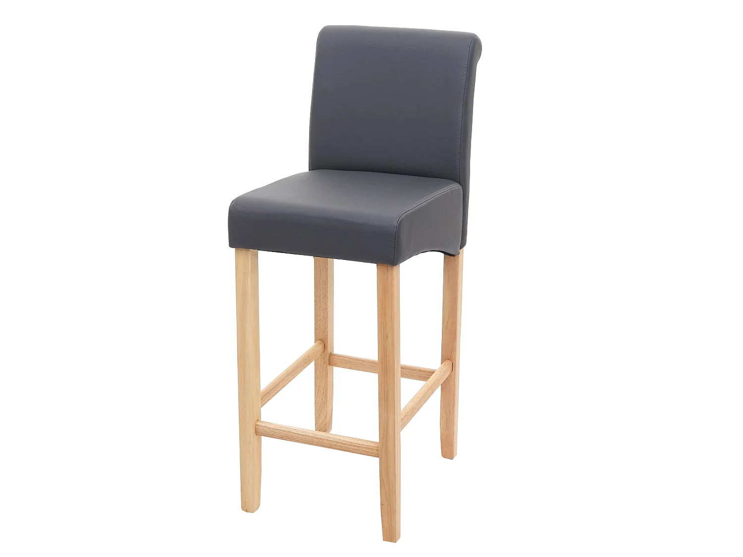 Tabouret de bar MCW-C33,  gris mat, pieds clair, similicuir