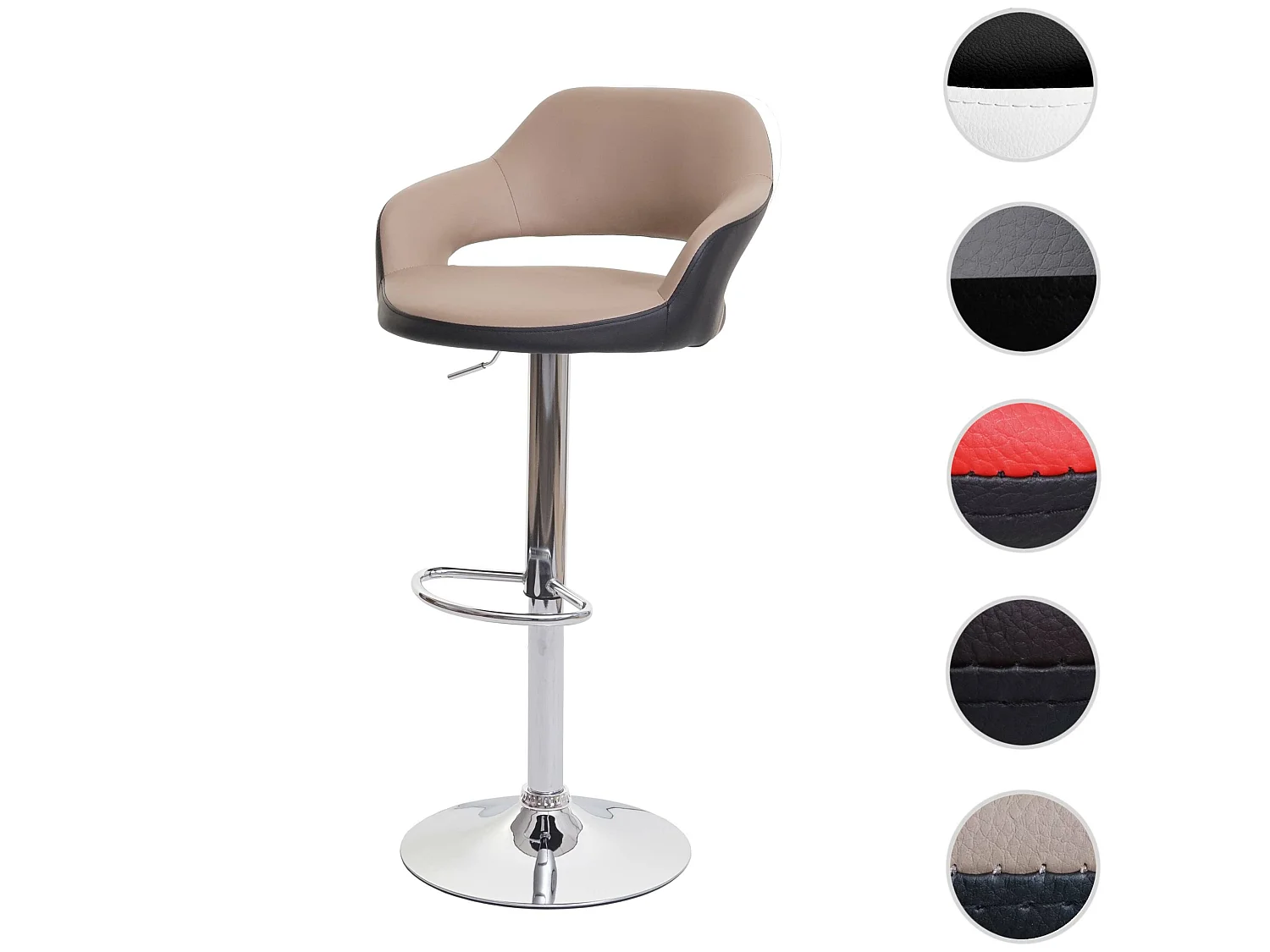 Tabouret de bar MCW-F16,  taupe-noir