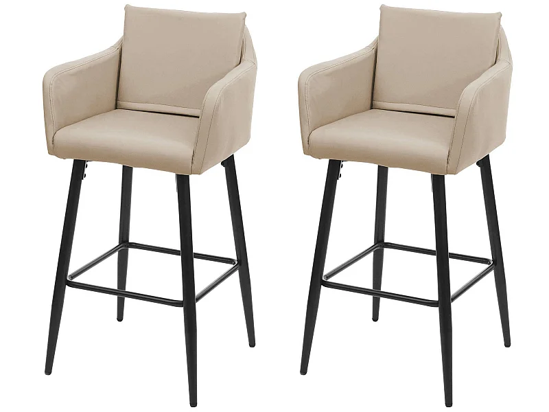 MCW-H93 barkruk (set van 2),  kunstleer taupe-beige