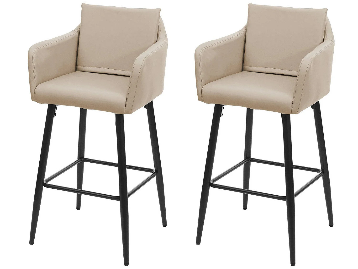 Tabouret de bar MCW-H93 (lot de 2),  similicuir taupe