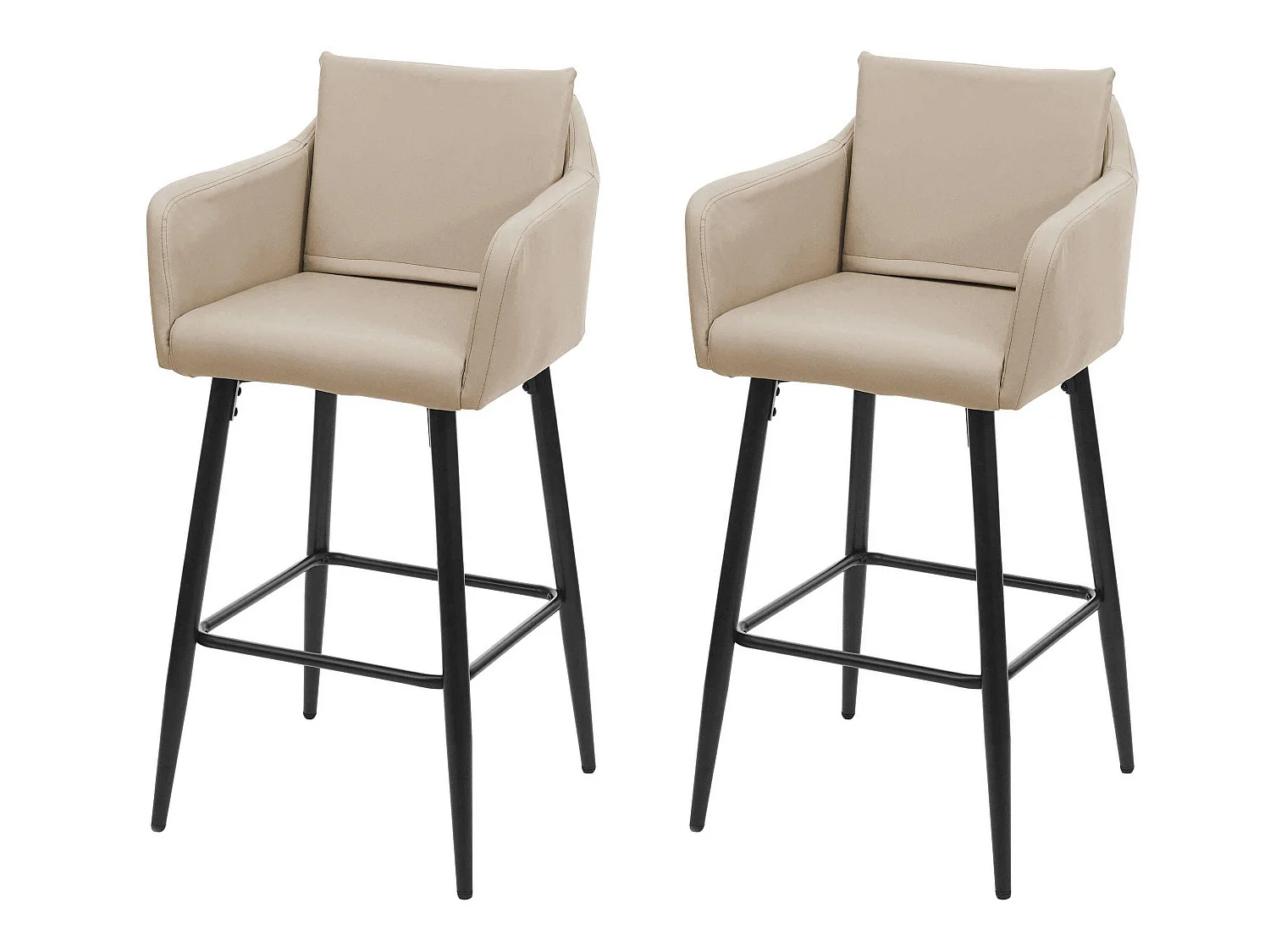 Tabouret de bar MCW-H93 (lot de 2),  similicuir taupe