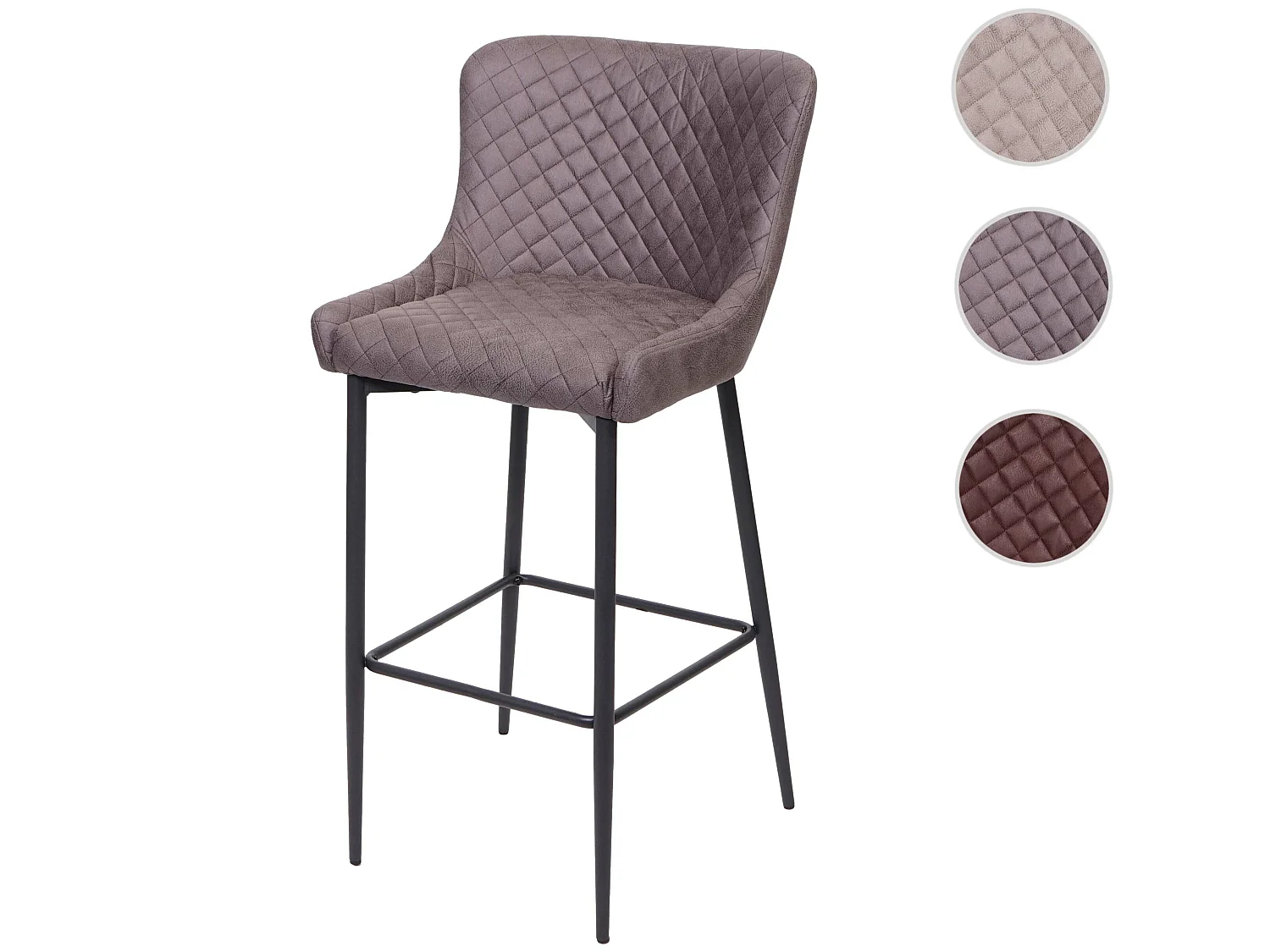 Tabouret de bar MCW-H79,  tissu / textile gris foncé
