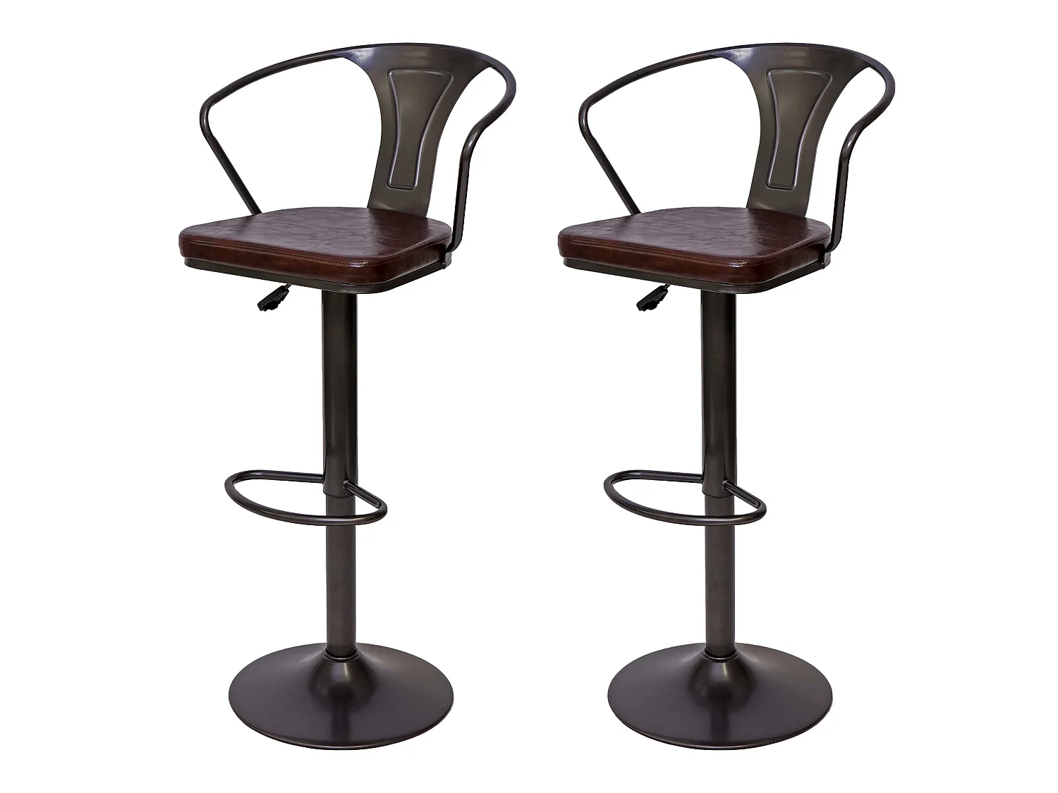Tabouret de bar MCW-H10b (lot de 2), vintage noir-marron