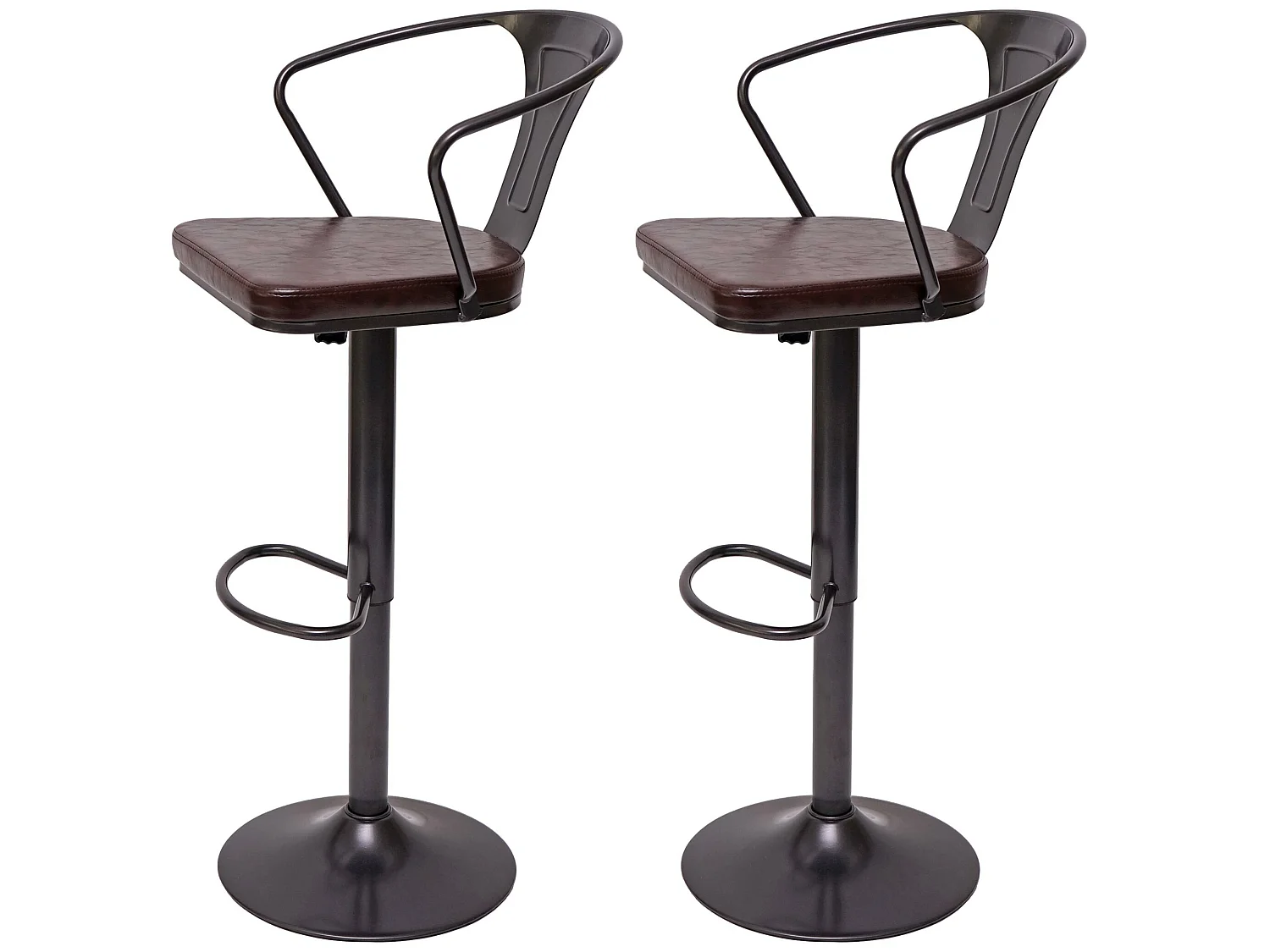 Tabouret de bar MCW-H10b (lot de 2), vintage noir-marron