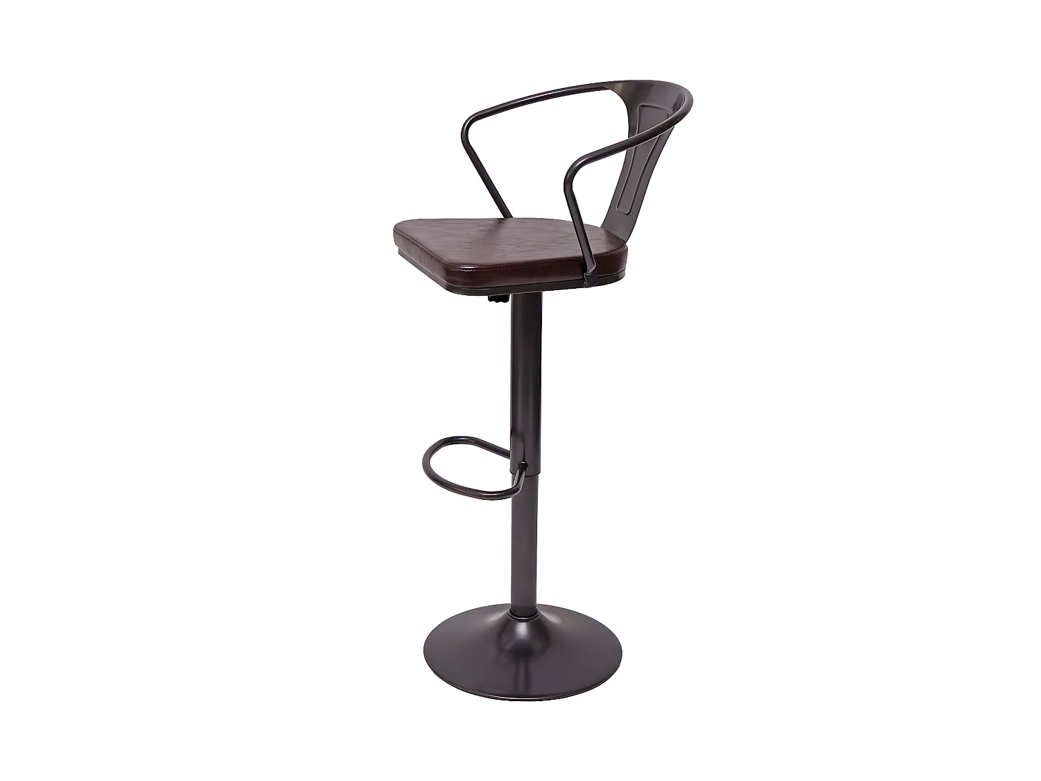 Tabouret de bar MCW-H10b (lot de 2), vintage noir-marron