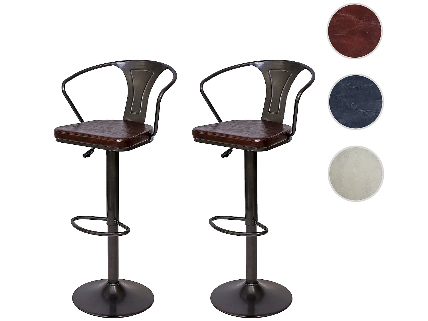 Tabouret de bar MCW-H10b (lot de 2), vintage noir-marron