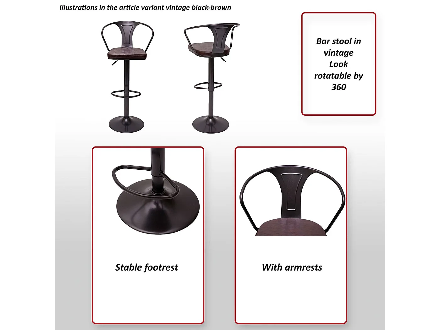 Stołek barowy MCW-H10b (zestaw 2 szt.),