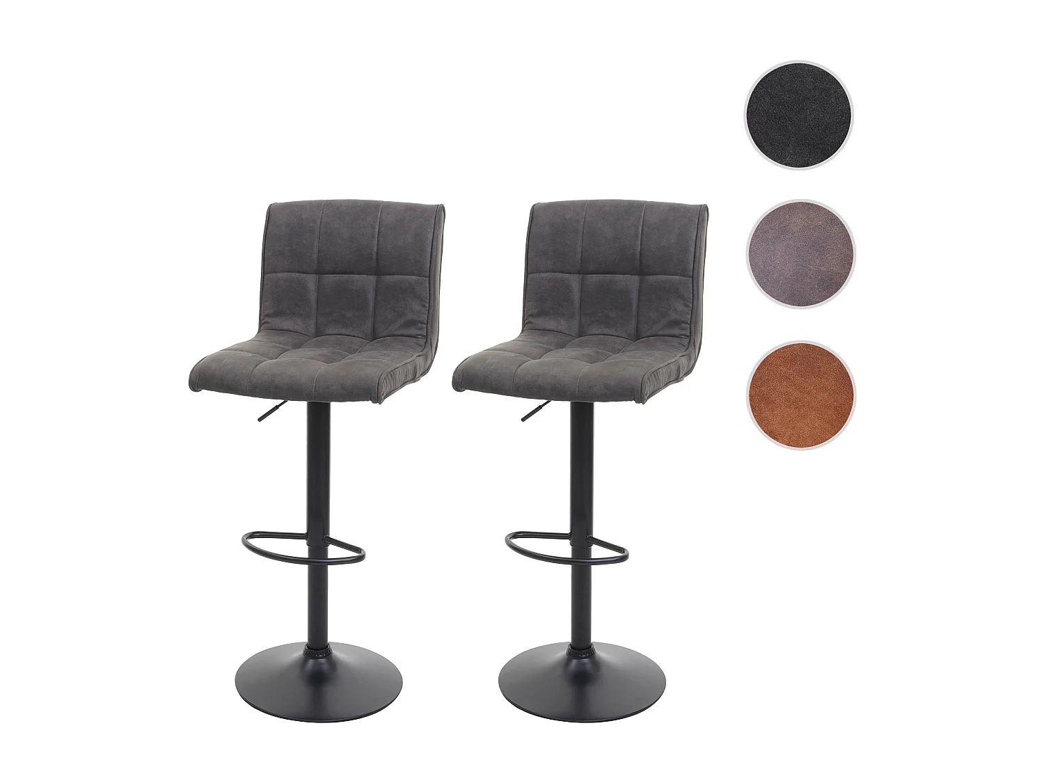 Tabouret de bar MCW-B13 (lot de 2),  vintage gris foncé