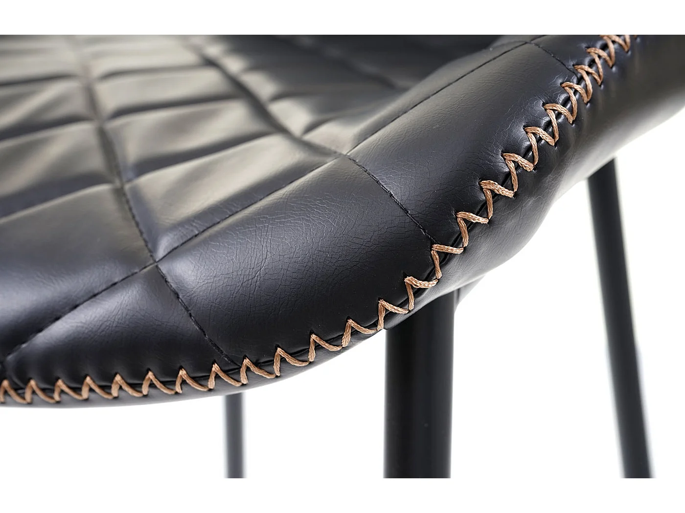 Tabouret de bar MCW-E55 (lot de 2),  similicuir noir