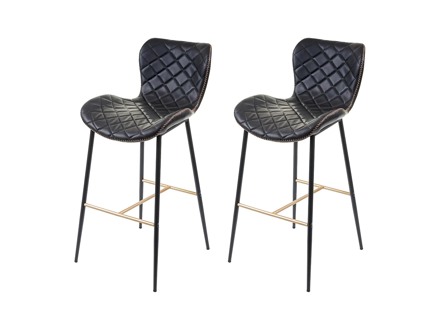 Barkruk MCW-E55 (set van 2),  kunstleer zwart