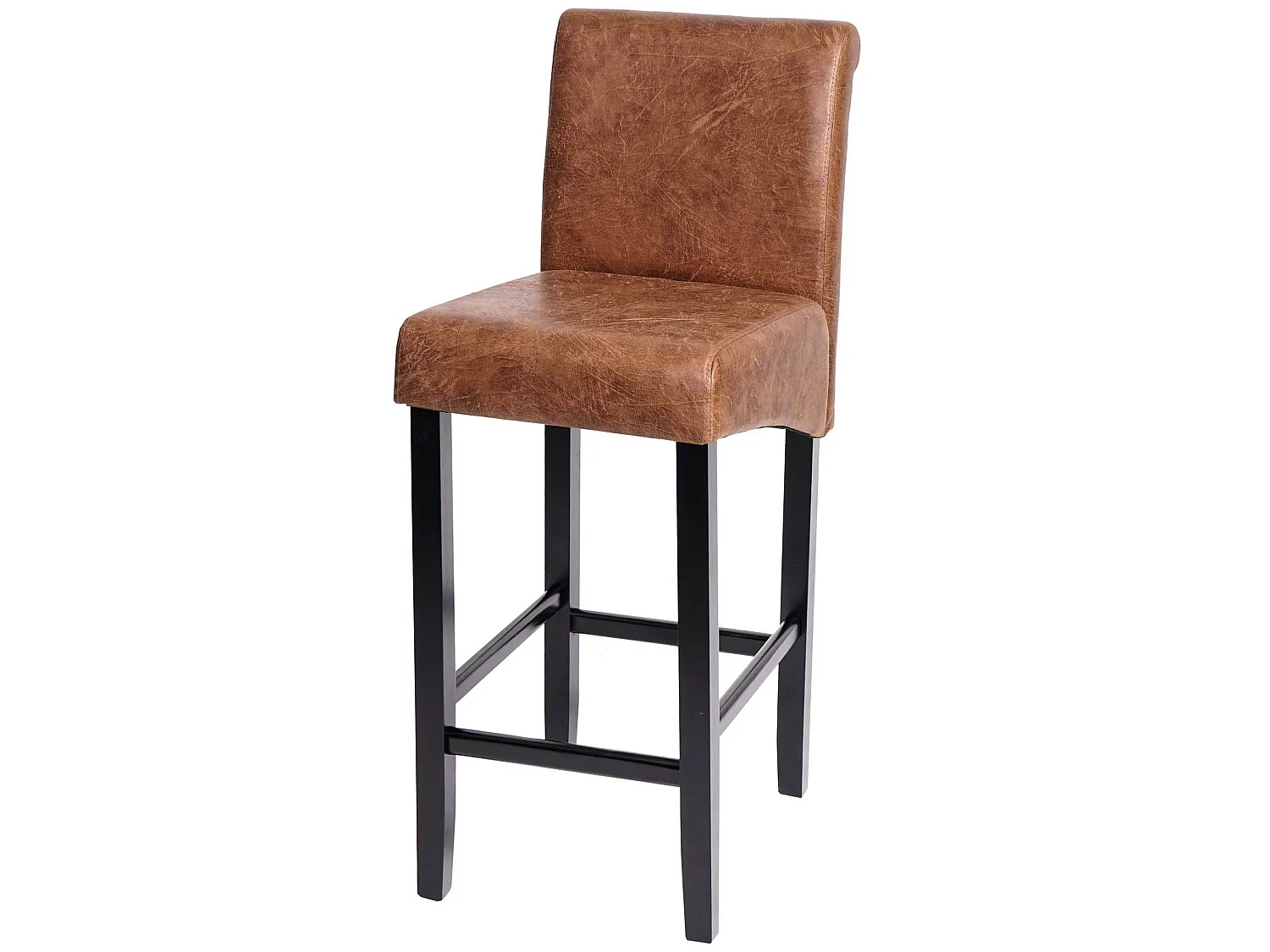 Tabouret de bar MCW-C33,  simli daim, pieds foncés, tissu/textile