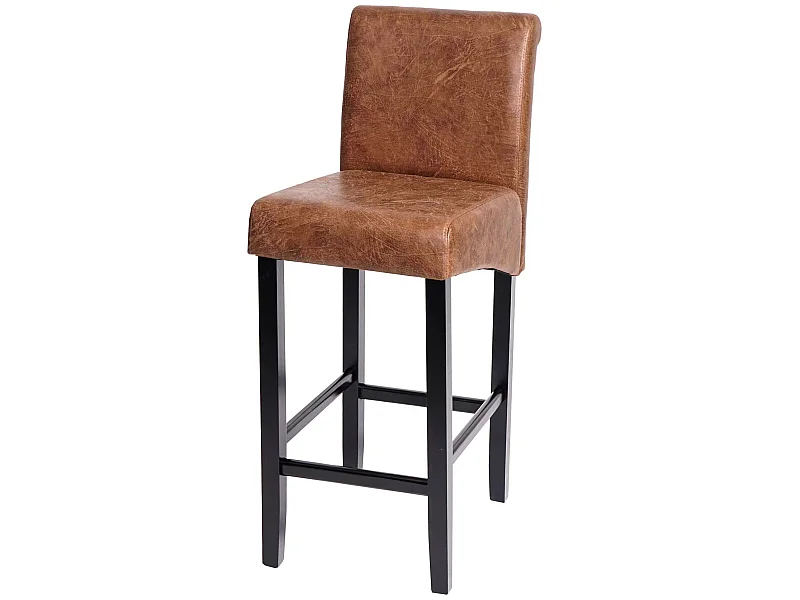 Tabouret de bar MCW-C33,  simli daim, pieds foncés, tissu/textile