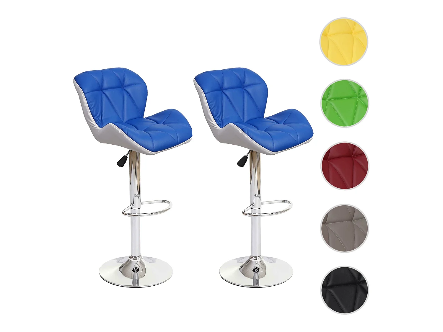 Taburete de bar MCW-A92 (set de 2),  azul