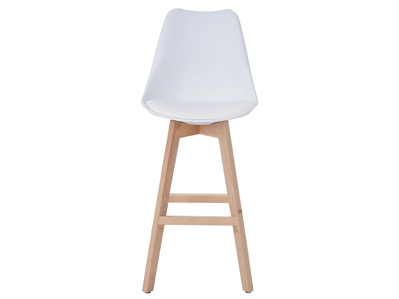 Barhocker Vaasa T501 (2er-Set), Weiß, Sitzfläche Kunstleder weiß, helle Beine