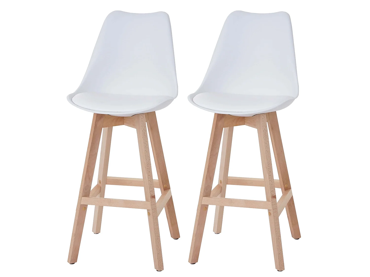 Stołek barowy Vaasa T501 (zestaw 2 szt.),  biały, siedzisko imitacja skóry biały, jasne nogi