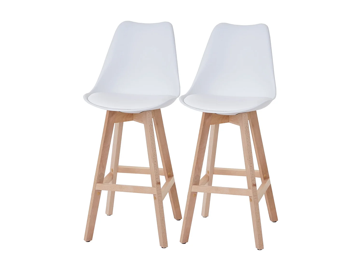 Stołek barowy Vaasa T501 (zestaw 2 szt.),  biały, siedzisko imitacja skóry biały, jasne nogi