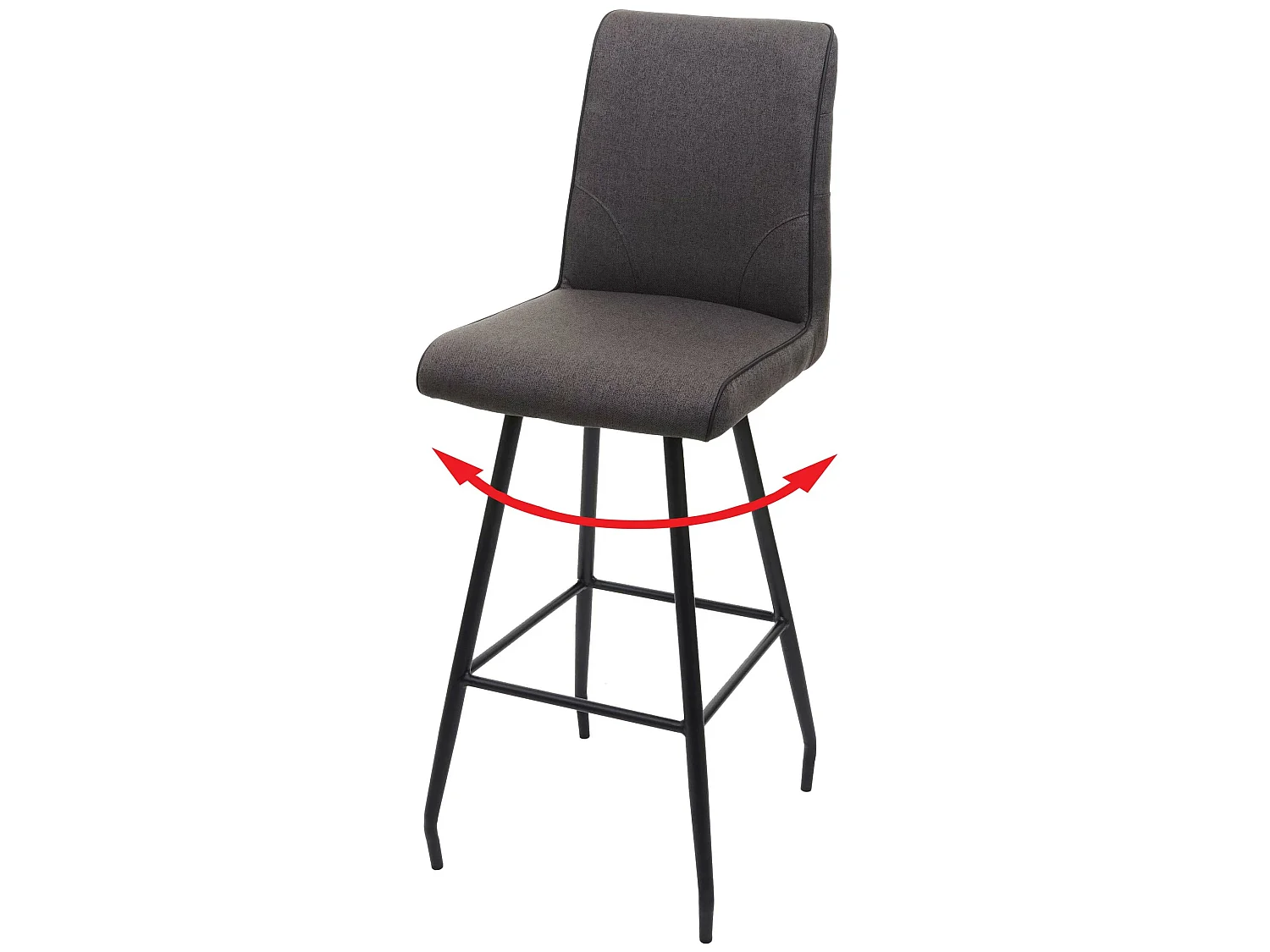 Tabouret de bar MCW-H72 pivotant,  gris-brun