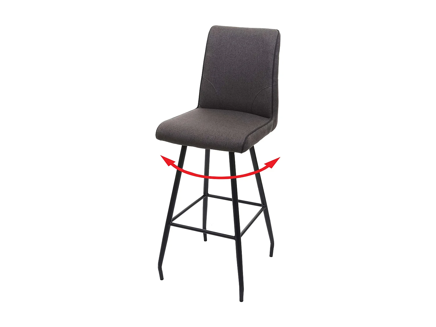 Tabouret de bar MCW-H72 pivotant,  gris-brun