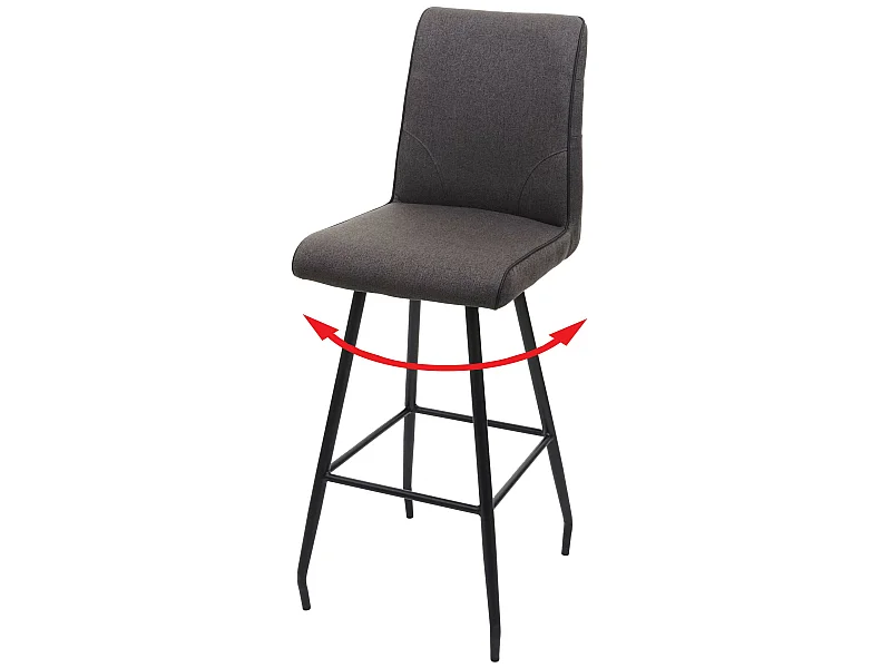 Tabouret de bar MCW-H72 pivotant,  gris-brun