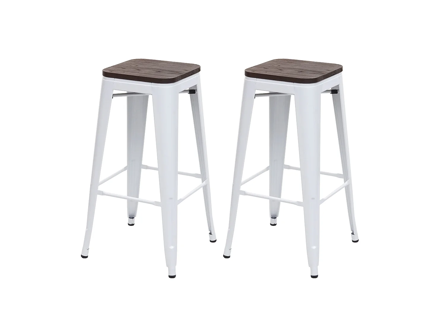 Tabouret de bar MCW-A73 (lot de 2),  blanc