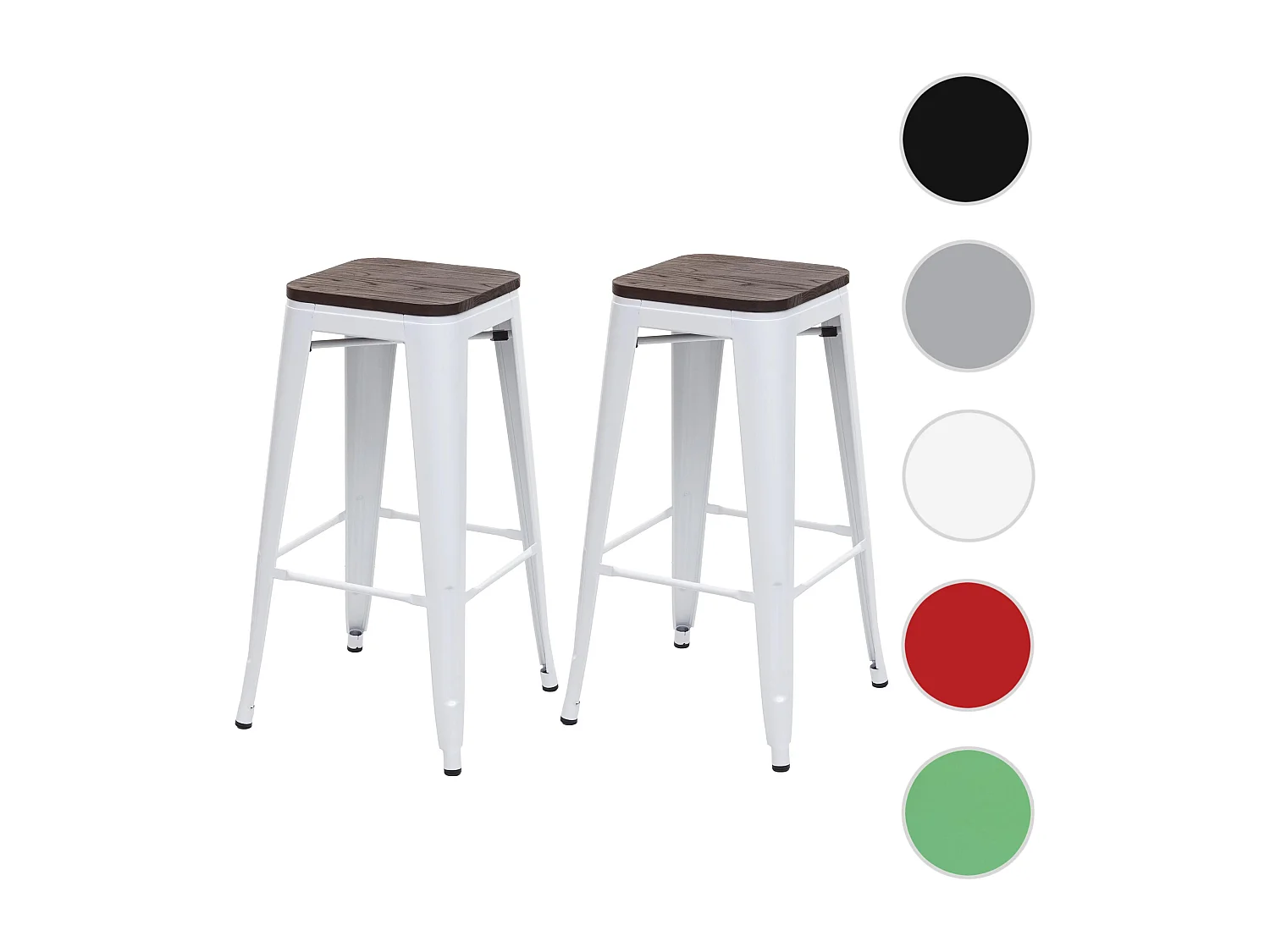 Tabouret de bar MCW-A73 (lot de 2),  blanc