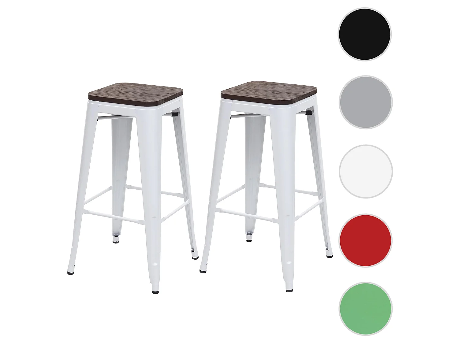 Banco de bar MCW-A73 (conjunto de 2),  branco