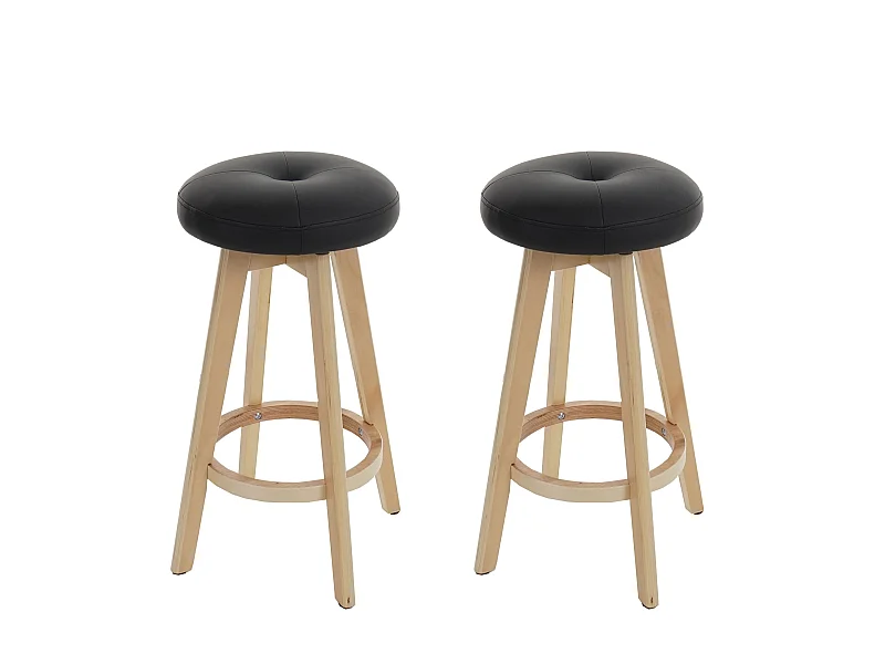 Barsstoelen Boras (set van 2) draaibaar,  zwart, lichtgekleurde poten