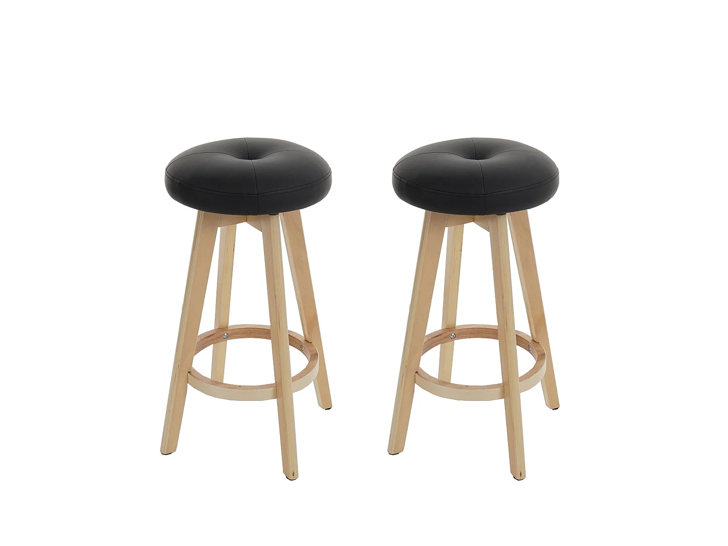Tabouret de bar Boras (lot de 2) pivotant,  noir, pieds clairs