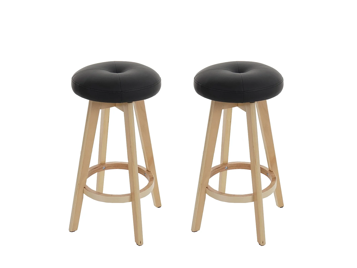 Tabouret de bar Boras (lot de 2) pivotant,  noir, pieds clairs