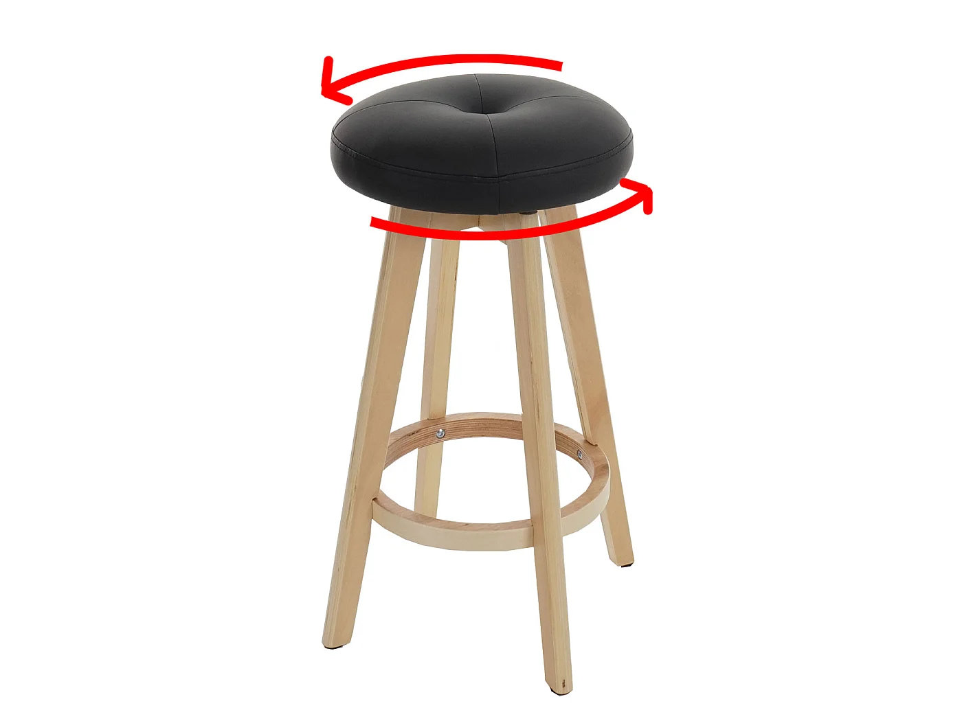 Tabouret de bar Boras (lot de 2) pivotant,  noir, pieds clairs