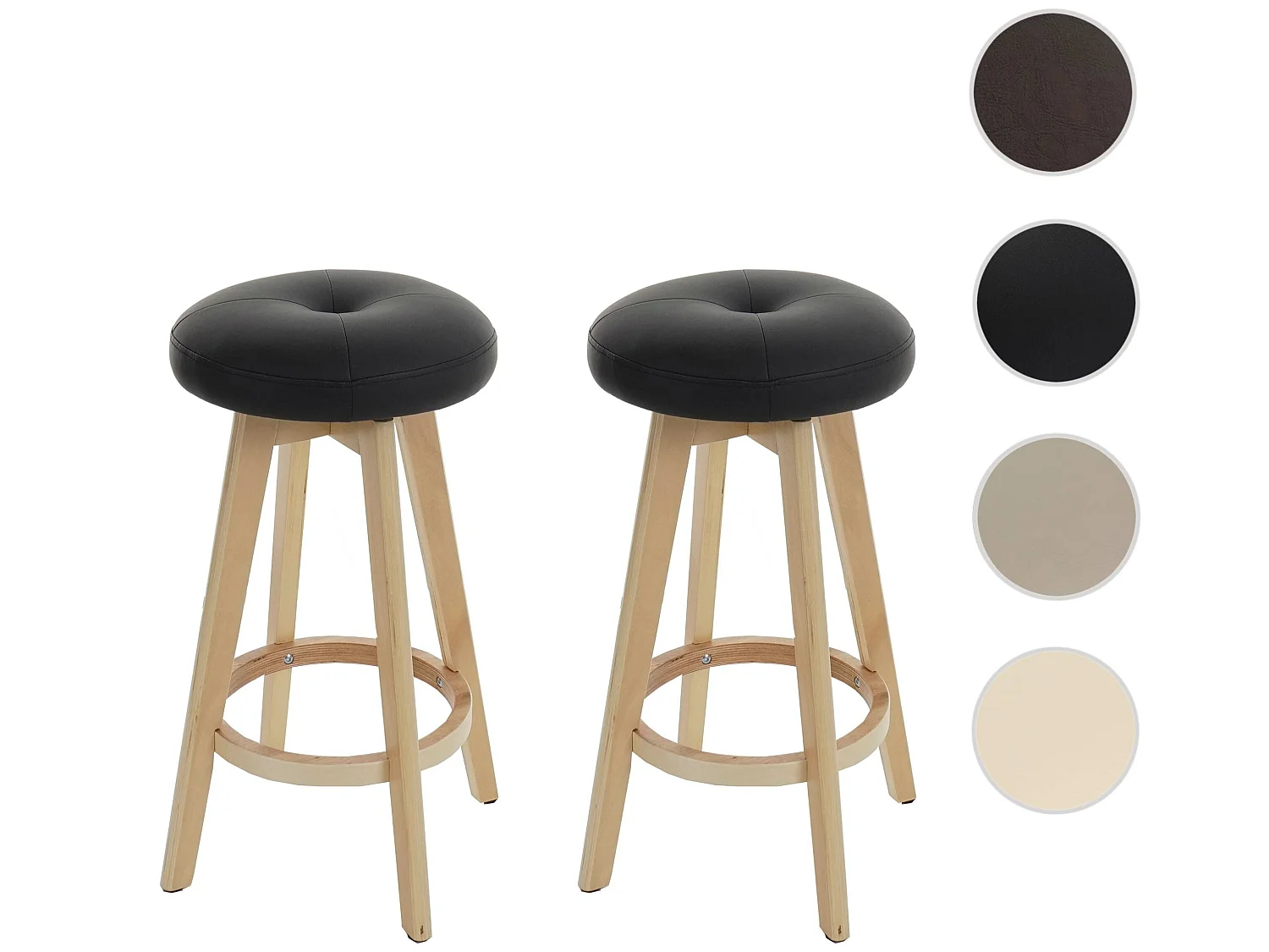 Tabouret de bar Boras (lot de 2) pivotant,  noir, pieds clairs