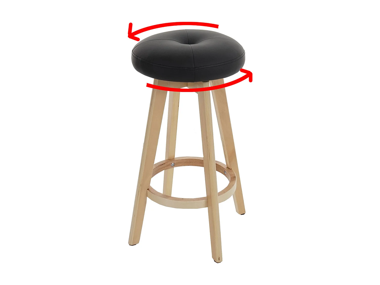 Banco de bar Boras (conjunto de 2) giratório,  preto, pernas de cor clara
