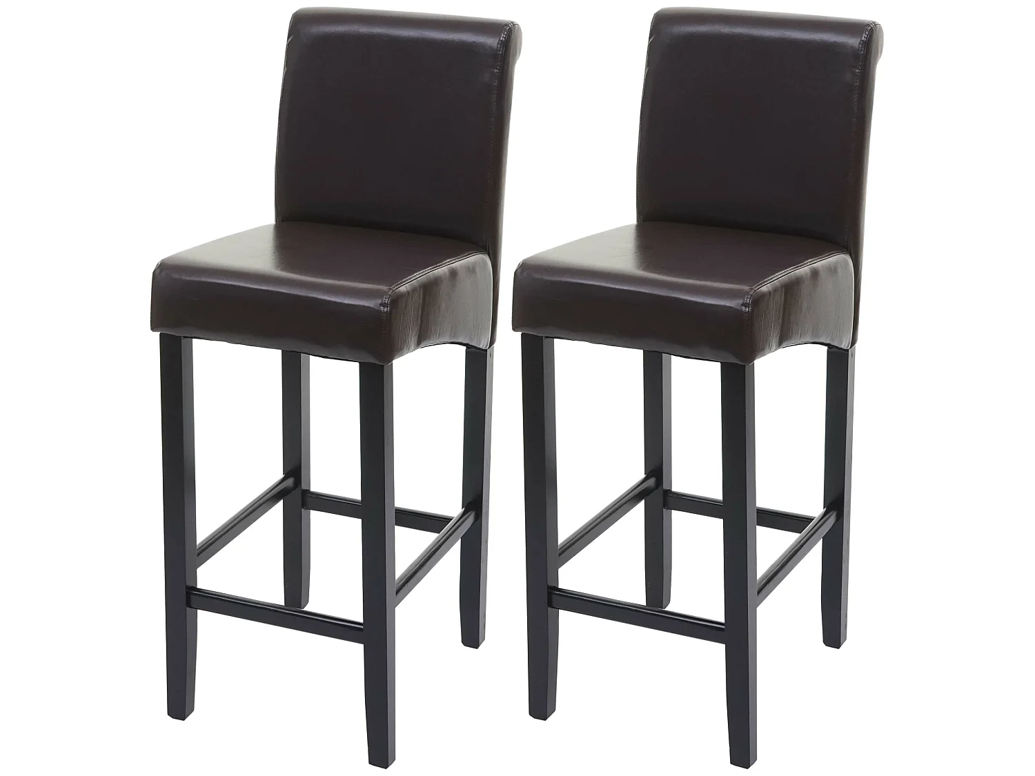 Tabouret de bar MCW-C33 (lot de 2),  cuir reconstitué, marron/pieds foncés