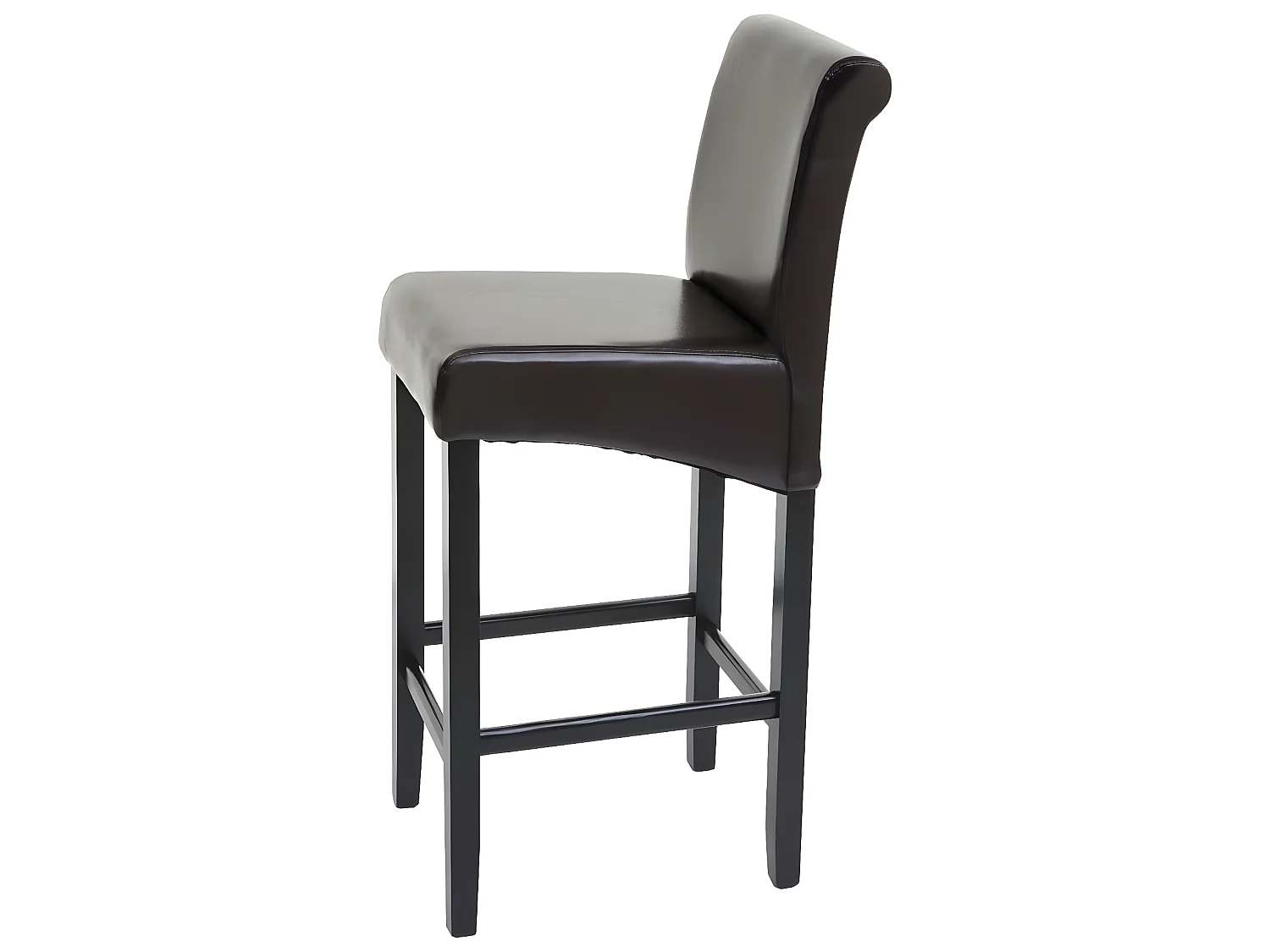 Tabouret de bar MCW-C33 (lot de 2),  cuir reconstitué, marron/pieds foncés